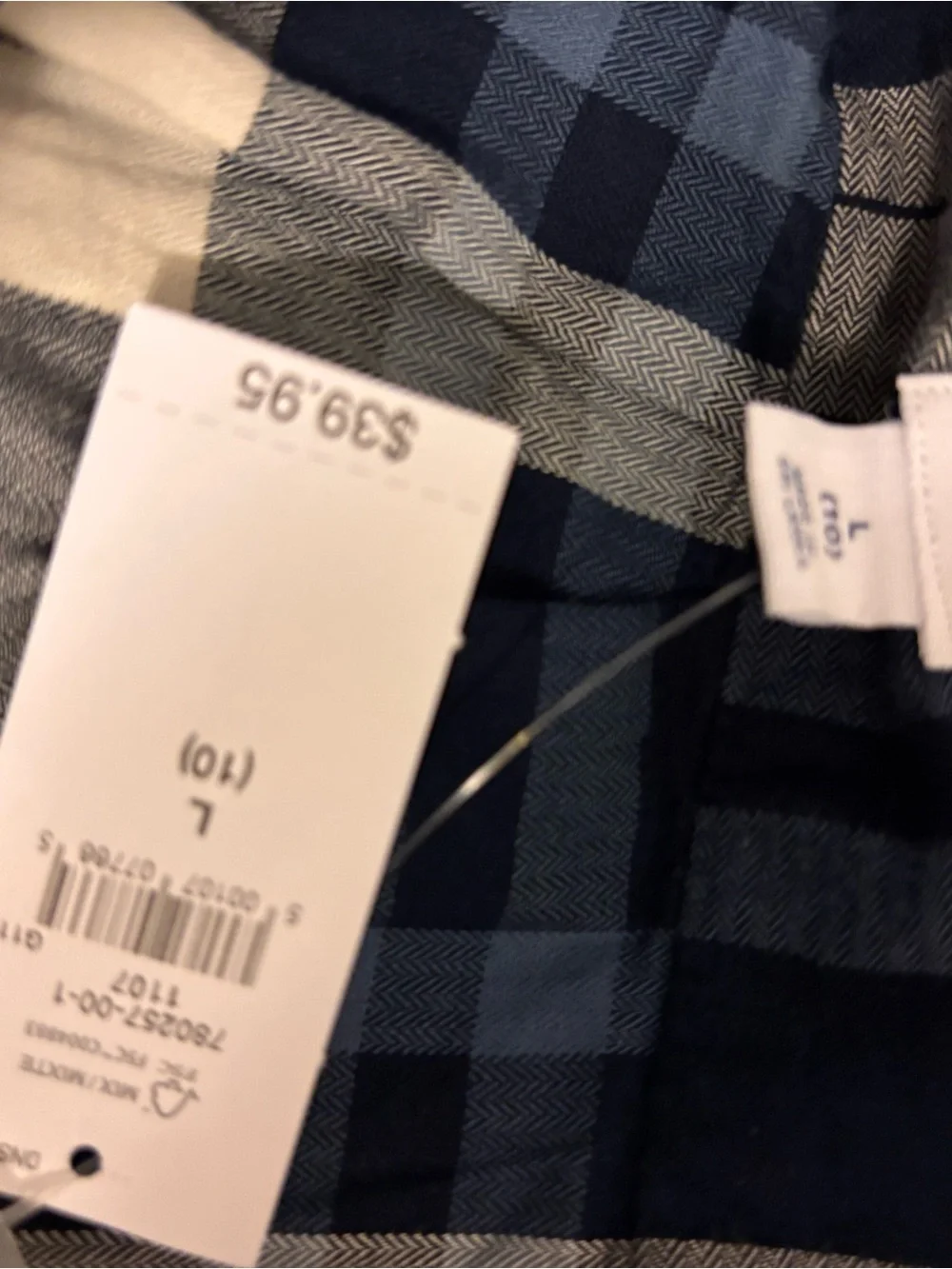 GAP Boys Navy Blue and Cream Plaid Button-Down Shirt